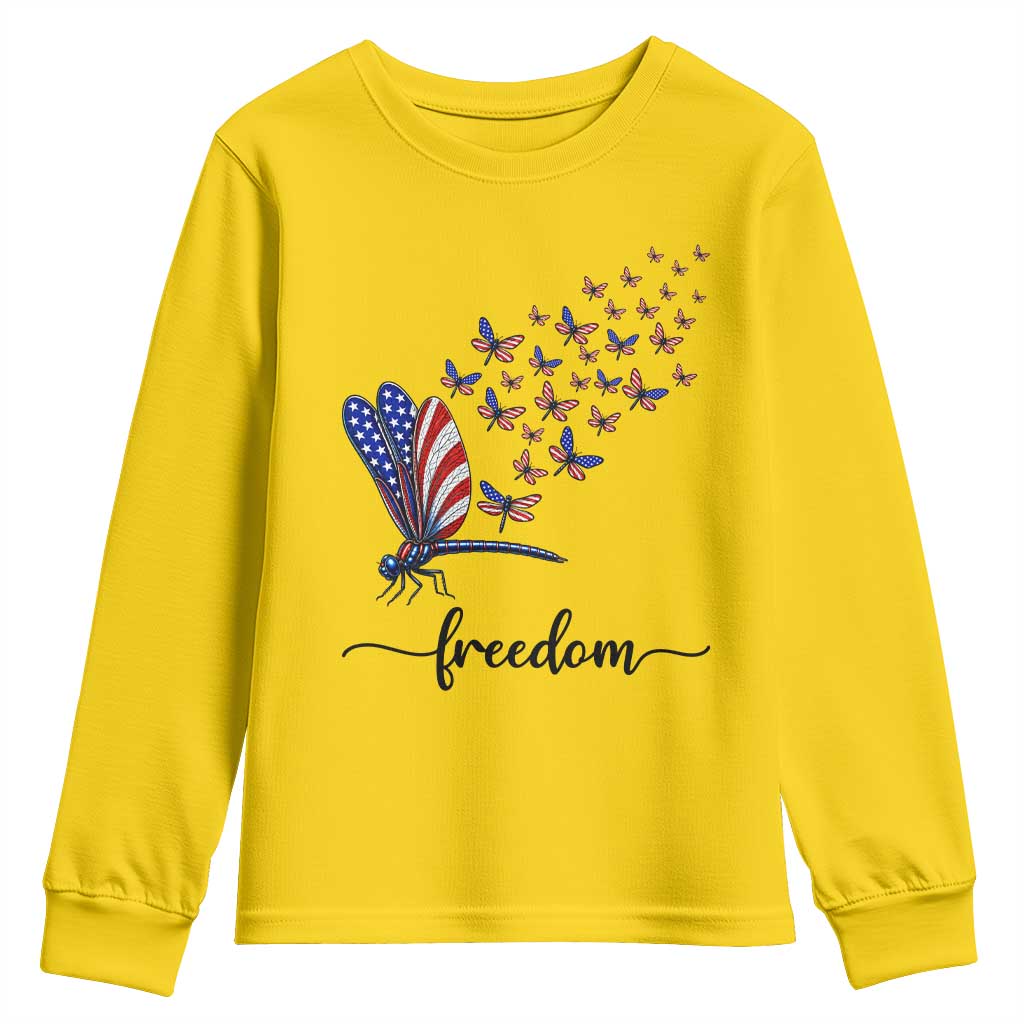 Freedom Dragonfly American Flag 4th Of July Youth Sweatshirt Patriotic Nature Lover Graphic TS12 Daisy Print Your Wear