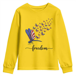 Freedom Dragonfly American Flag 4th Of July Youth Sweatshirt Patriotic Nature Lover Graphic TS12 Daisy Print Your Wear