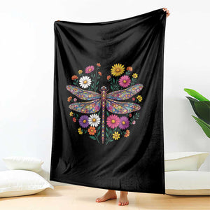 Boho Floral Spring Dragonfly Throw Blanket Colorful Mosaic Insect TS12 Print Your Wear