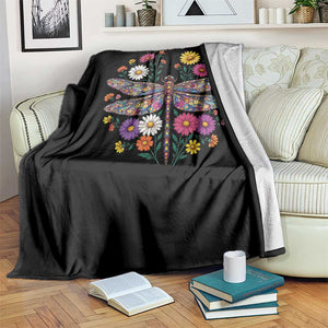 Boho Floral Spring Dragonfly Throw Blanket Colorful Mosaic Insect TS12 Print Your Wear
