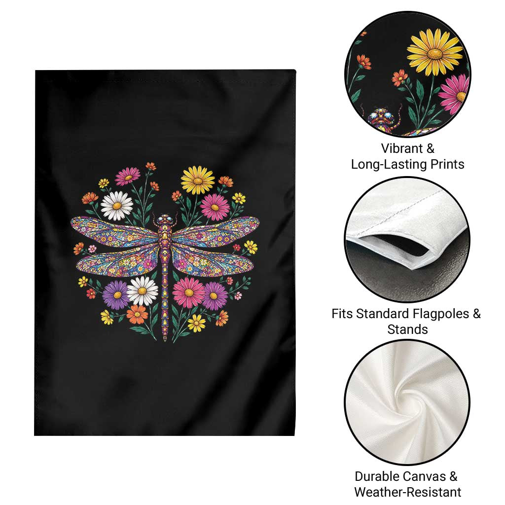 Boho Floral Spring Dragonfly Garden Flag Colorful Mosaic Insect TS12 Print Your Wear