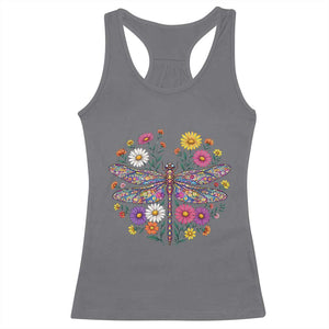 Boho Floral Spring Dragonfly Racerback Tank Top Colorful Mosaic Insect TS12 Charcoal Print Your Wear
