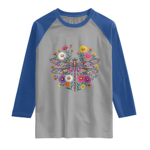 Boho Floral Spring Dragonfly Raglan Shirt Colorful Mosaic Insect TS12 Sport Gray Royal Print Your Wear