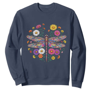 Boho Floral Spring Dragonfly Sweatshirt Colorful Mosaic Insect TS12 Navy Print Your Wear
