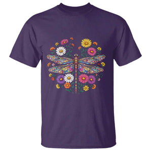Boho Floral Spring Dragonfly T Shirt Colorful Mosaic Insect TS12 Purple Print Your Wear