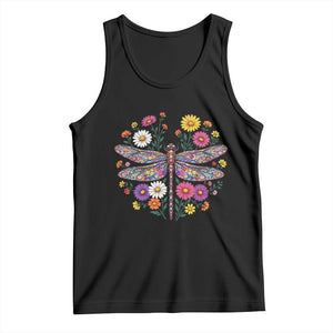 Boho Floral Spring Dragonfly Tank Top Colorful Mosaic Insect TS12 Black Print Your Wear