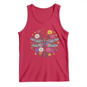 Boho Floral Spring Dragonfly Tank Top Colorful Mosaic Insect TS12 Red Print Your Wear