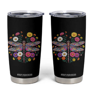Boho Floral Spring Dragonfly Tumbler Cup Colorful Mosaic Insect TS12 Black Print Your Wear