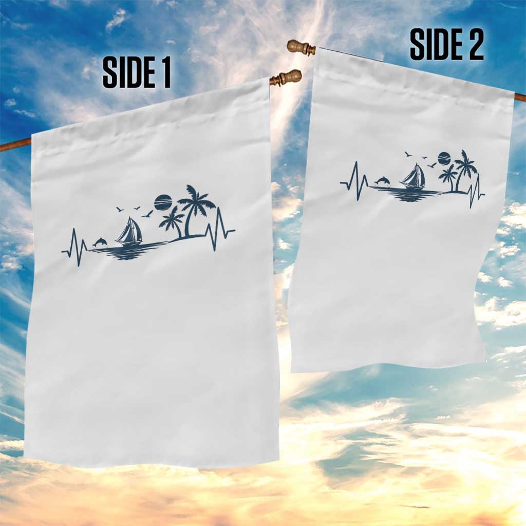 Summer Vacation Heartbeat Pulse Sunset Silhouette Garden Flag Tropical Island Lover TS12 Print Your Wear