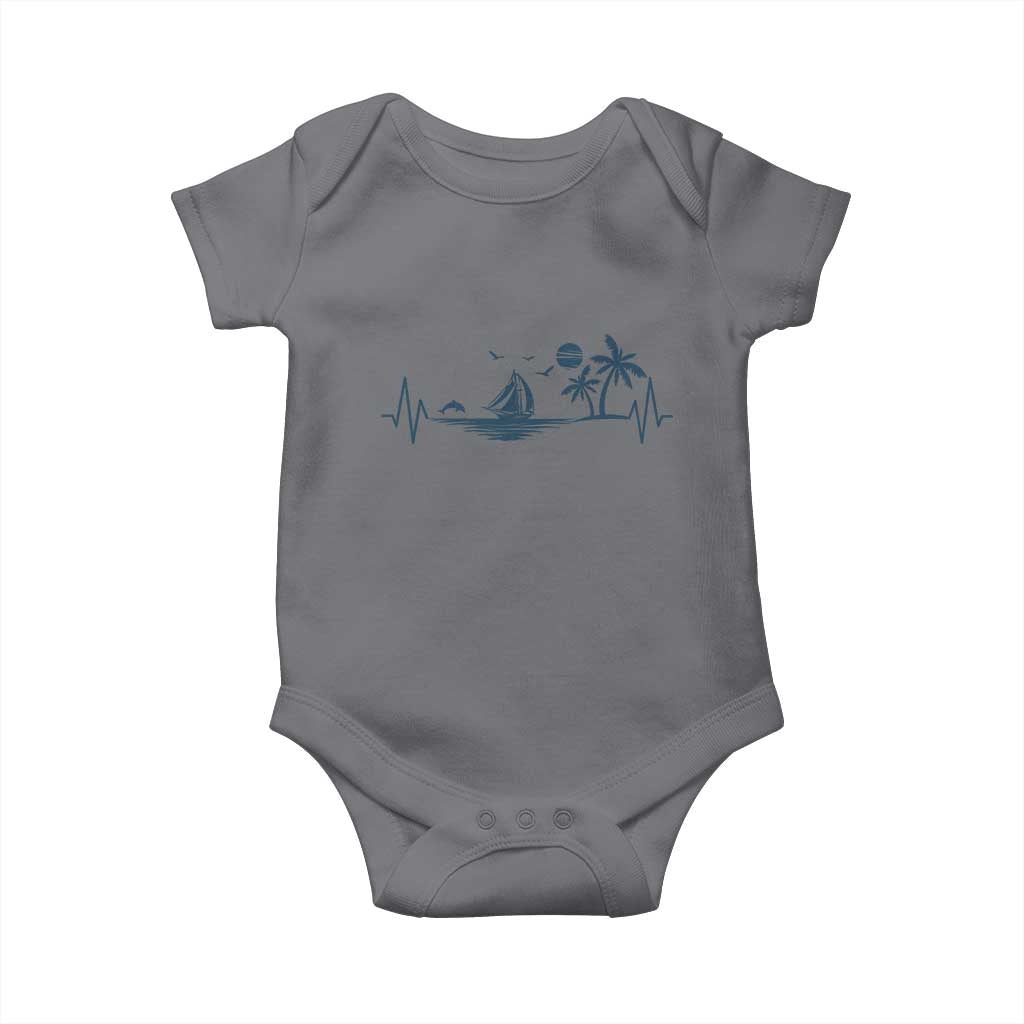 Summer Vacation Heartbeat Pulse Sunset Silhouette Baby Onesie Tropical Island Lover TS12 Charcoal Print Your Wear