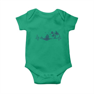 Summer Vacation Heartbeat Pulse Sunset Silhouette Baby Onesie Tropical Island Lover TS12 Irish Green Print Your Wear