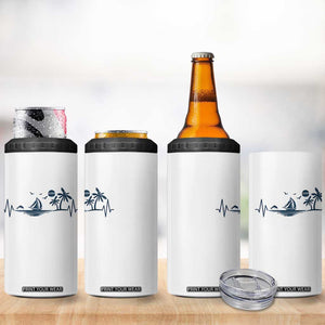 Summer Vacation Heartbeat Pulse Sunset Silhouette 4 in 1 Can Cooler Tumbler Tropical Island Lover TS12 Print Your Wear