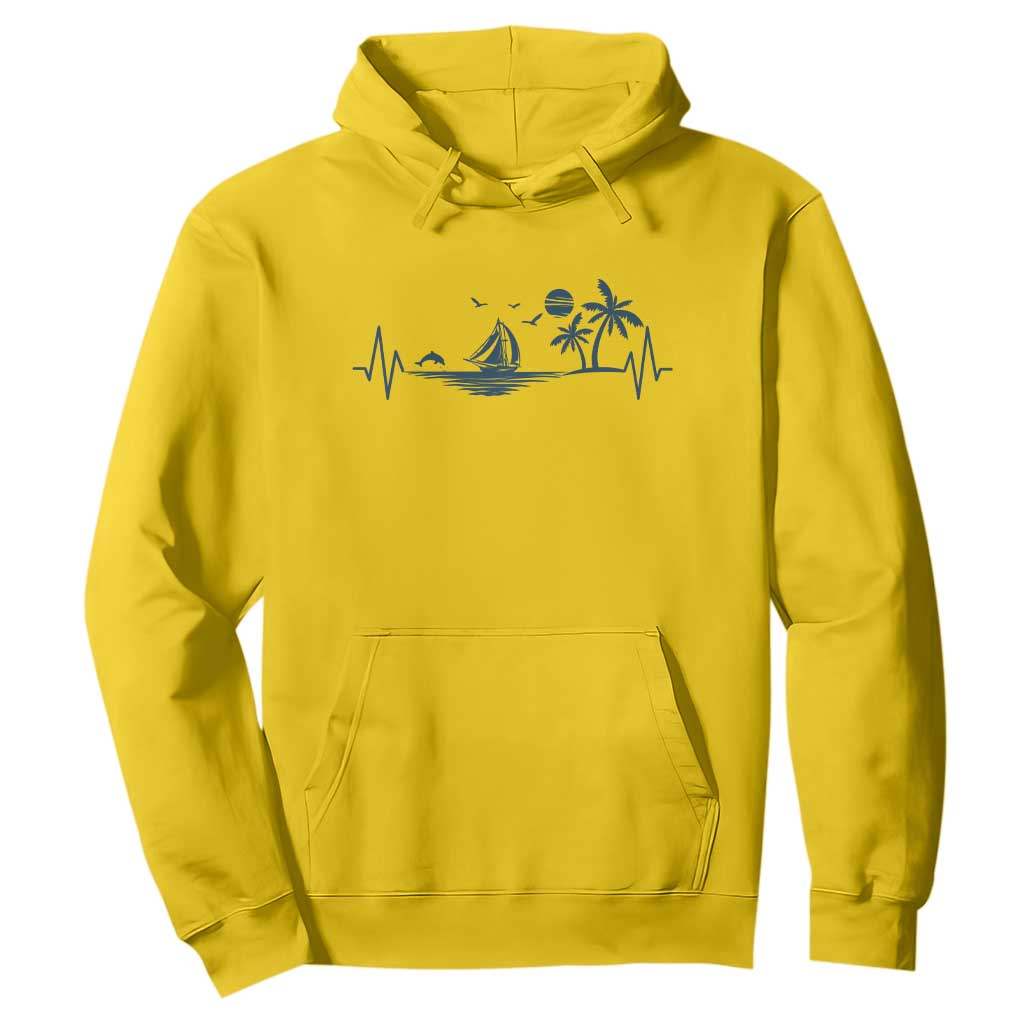 Summer Vacation Heartbeat Pulse Sunset Silhouette Hoodie Tropical Island Lover TS12 Daisy Print Your Wear