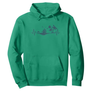 Summer Vacation Heartbeat Pulse Sunset Silhouette Hoodie Tropical Island Lover TS12 Irish Green Print Your Wear