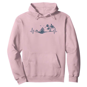 Summer Vacation Heartbeat Pulse Sunset Silhouette Hoodie Tropical Island Lover TS12 Light Pink Print Your Wear