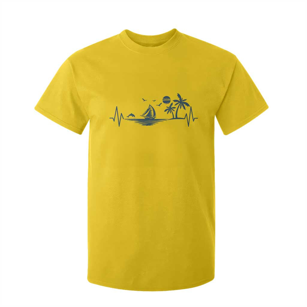 Summer Vacation Heartbeat Pulse Sunset Silhouette T Shirt For Kid Tropical Island Lover TS12 Daisy Print Your Wear