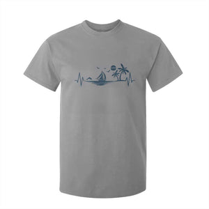 Summer Vacation Heartbeat Pulse Sunset Silhouette T Shirt For Kid Tropical Island Lover TS12 Sport Gray Print Your Wear
