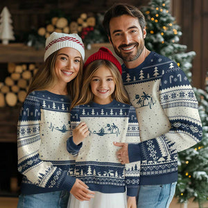 Summer Vacation Heartbeat Pulse Sunset Silhouette Ugly Christmas Sweater Tropical Island Lover TS12 Beige Navy Print Your Wear