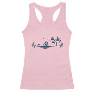 Summer Vacation Heartbeat Pulse Sunset Silhouette Racerback Tank Top Tropical Island Lover TS12 Light Pink Print Your Wear