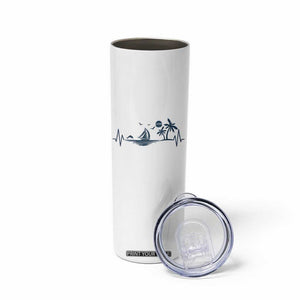 Summer Vacation Heartbeat Pulse Sunset Silhouette Skinny Tumbler Tropical Island Lover TS12 Print Your Wear