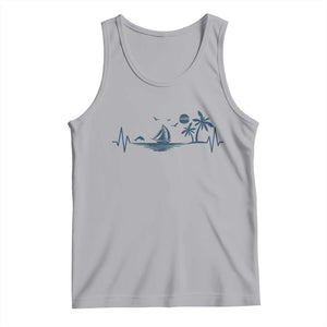 Summer Vacation Heartbeat Pulse Sunset Silhouette Tank Top Tropical Island Lover TS12 Athletic Heather Print Your Wear