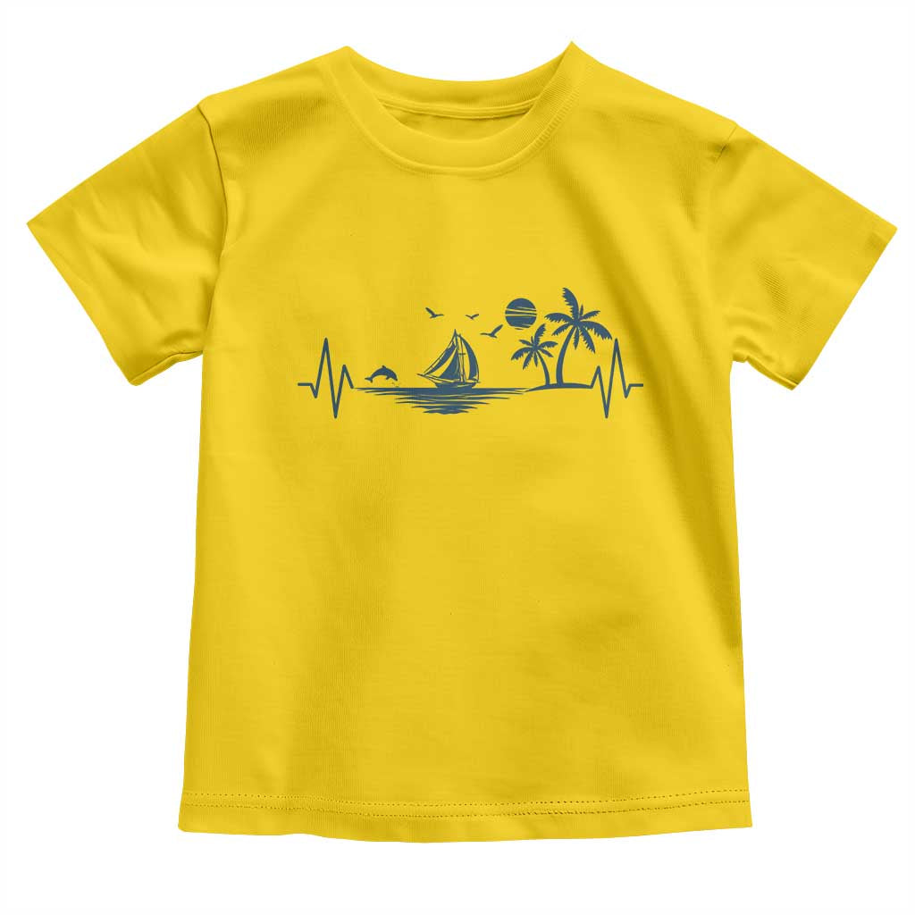 Summer Vacation Heartbeat Pulse Sunset Silhouette Toddler T Shirt Tropical Island Lover TS12 Daisy Print Your Wear