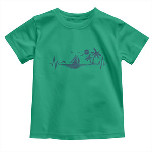 Summer Vacation Heartbeat Pulse Sunset Silhouette Toddler T Shirt Tropical Island Lover TS12 Irish Green Print Your Wear