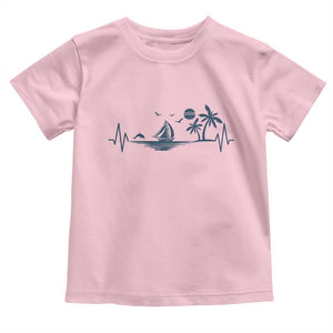 Summer Vacation Heartbeat Pulse Sunset Silhouette Toddler T Shirt Tropical Island Lover TS12 Light Pink Print Your Wear