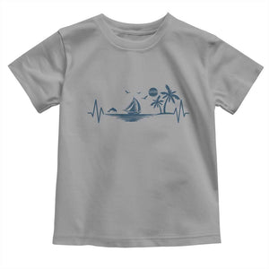 Summer Vacation Heartbeat Pulse Sunset Silhouette Toddler T Shirt Tropical Island Lover TS12 Sport Gray Print Your Wear