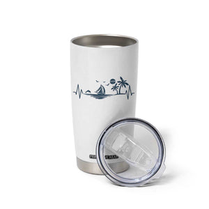 Summer Vacation Heartbeat Pulse Sunset Silhouette Tumbler Cup Tropical Island Lover TS12 Print Your Wear