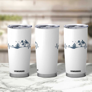 Summer Vacation Heartbeat Pulse Sunset Silhouette Tumbler Cup Tropical Island Lover TS12 Print Your Wear