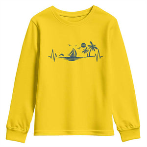 Summer Vacation Heartbeat Pulse Sunset Silhouette Youth Sweatshirt Tropical Island Lover TS12 Daisy Print Your Wear