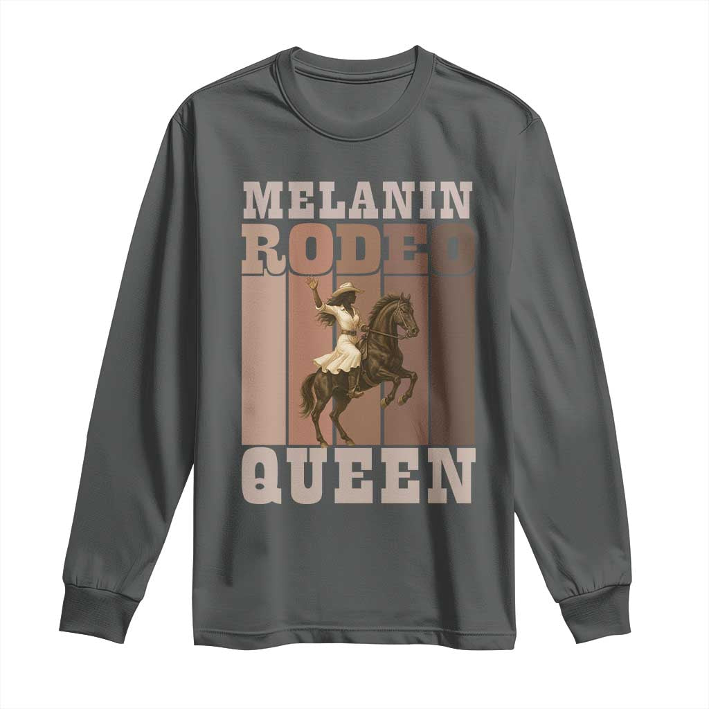 African American Cowgirl Long Sleeve Shirt Melanin Rodeo Queen Western Country TS12 Dark Heather Print Your Wear