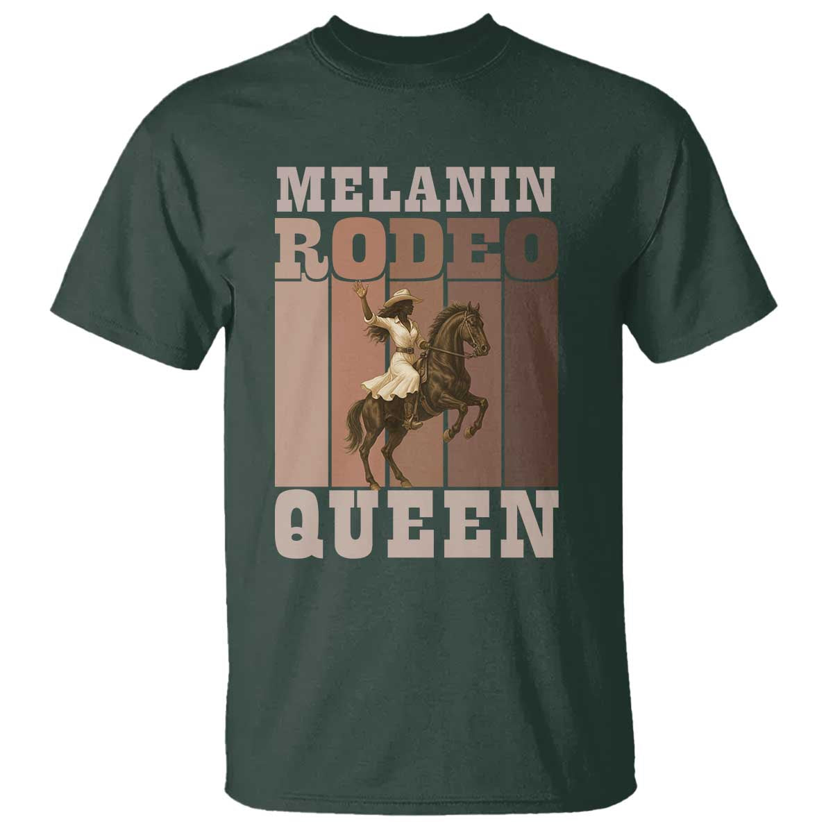 African American Cowgirl T Shirt Melanin Rodeo Queen Western Country TS12 Dark Forest Green Print Your Wear