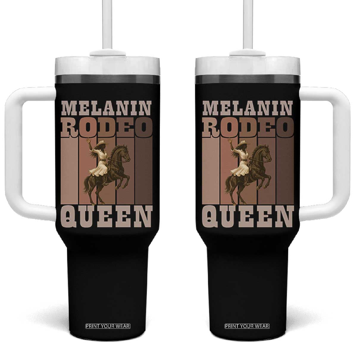African American Cowgirl Tumbler With Handle Melanin Rodeo Queen Western Country TS12 One Size: 40 oz Black Print Your Wear