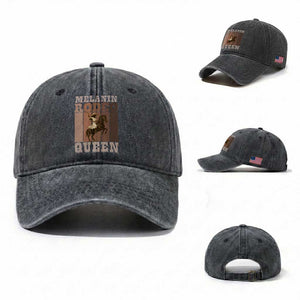 African American Cowgirl Washed Cotton Baseball Cap Melanin Rodeo Queen Western Country TS12 Washed Cap Universal Fit Dark Gray Print Your Wear