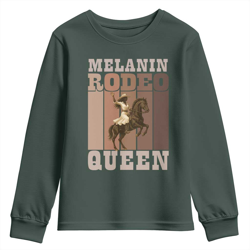 African American Cowgirl Youth Sweatshirt Melanin Rodeo Queen Western Country TS12 Dark Forest Green Print Your Wear