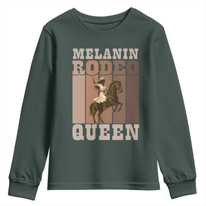 African American Cowgirl Youth Sweatshirt Melanin Rodeo Queen Western Country TS12 Dark Forest Green Print Your Wear