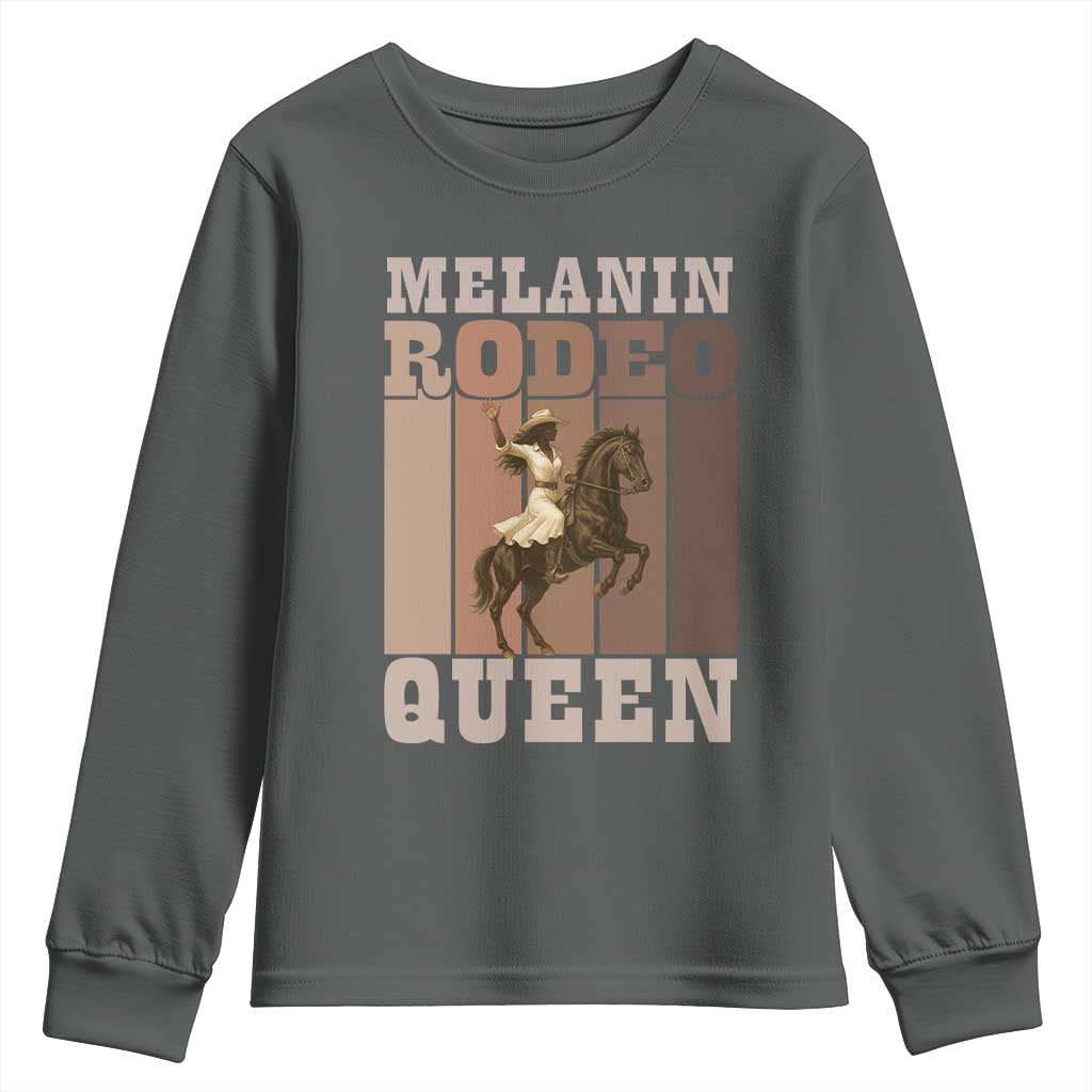 African American Cowgirl Youth Sweatshirt Melanin Rodeo Queen Western Country TS12 Dark Heather Print Your Wear