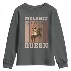 African American Cowgirl Youth Sweatshirt Melanin Rodeo Queen Western Country TS12 Dark Heather Print Your Wear
