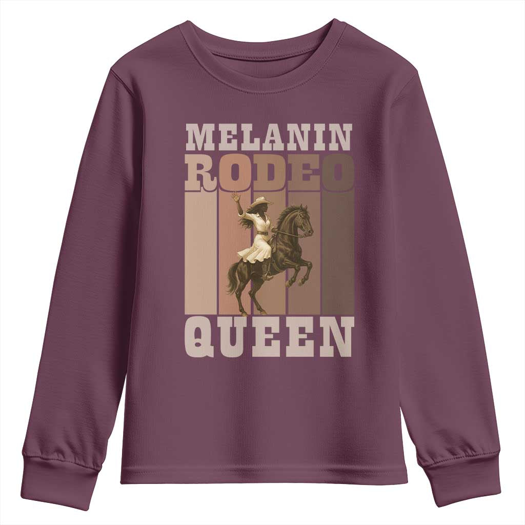 African American Cowgirl Youth Sweatshirt Melanin Rodeo Queen Western Country TS12 Maroon Print Your Wear