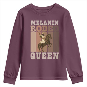 African American Cowgirl Youth Sweatshirt Melanin Rodeo Queen Western Country TS12 Maroon Print Your Wear