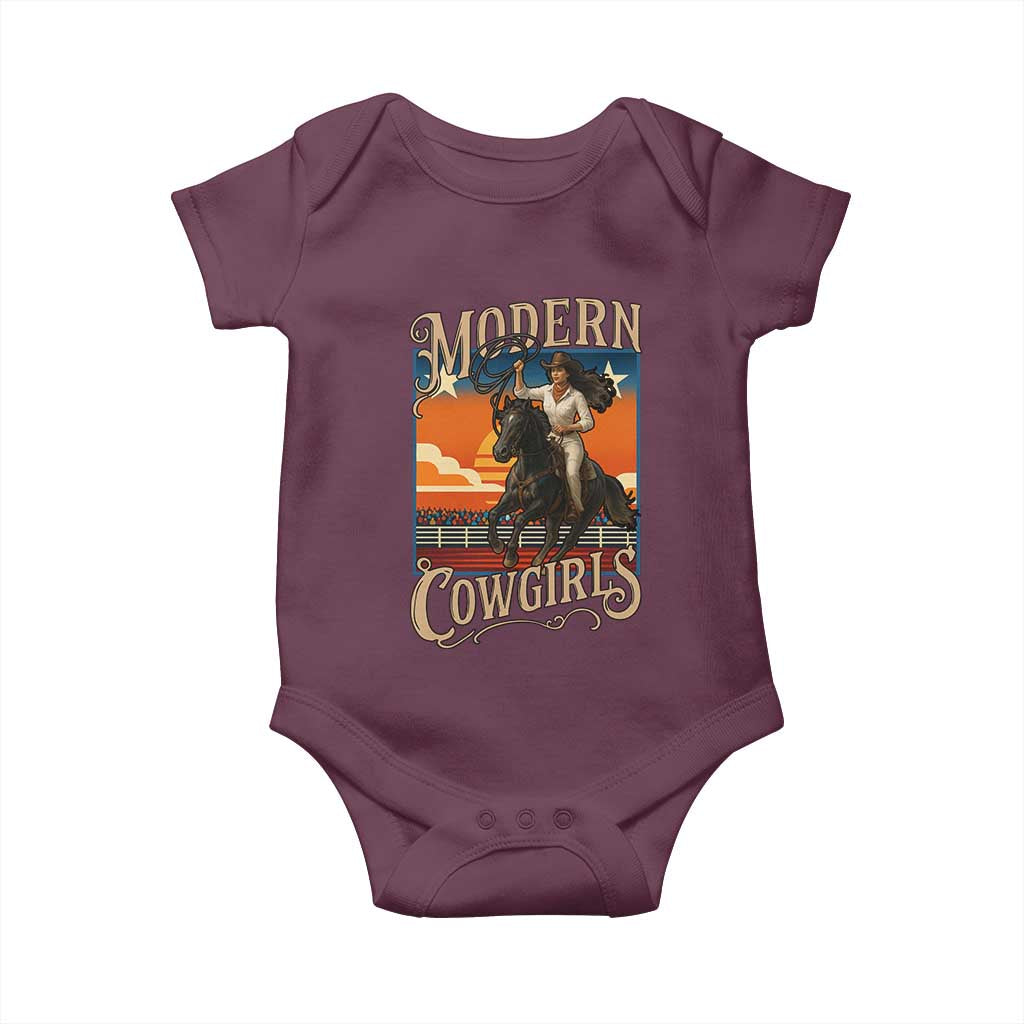 Modern Cowgirls Baby Onesie American Woman Western Rodeo TS12 Maroon Print Your Wear