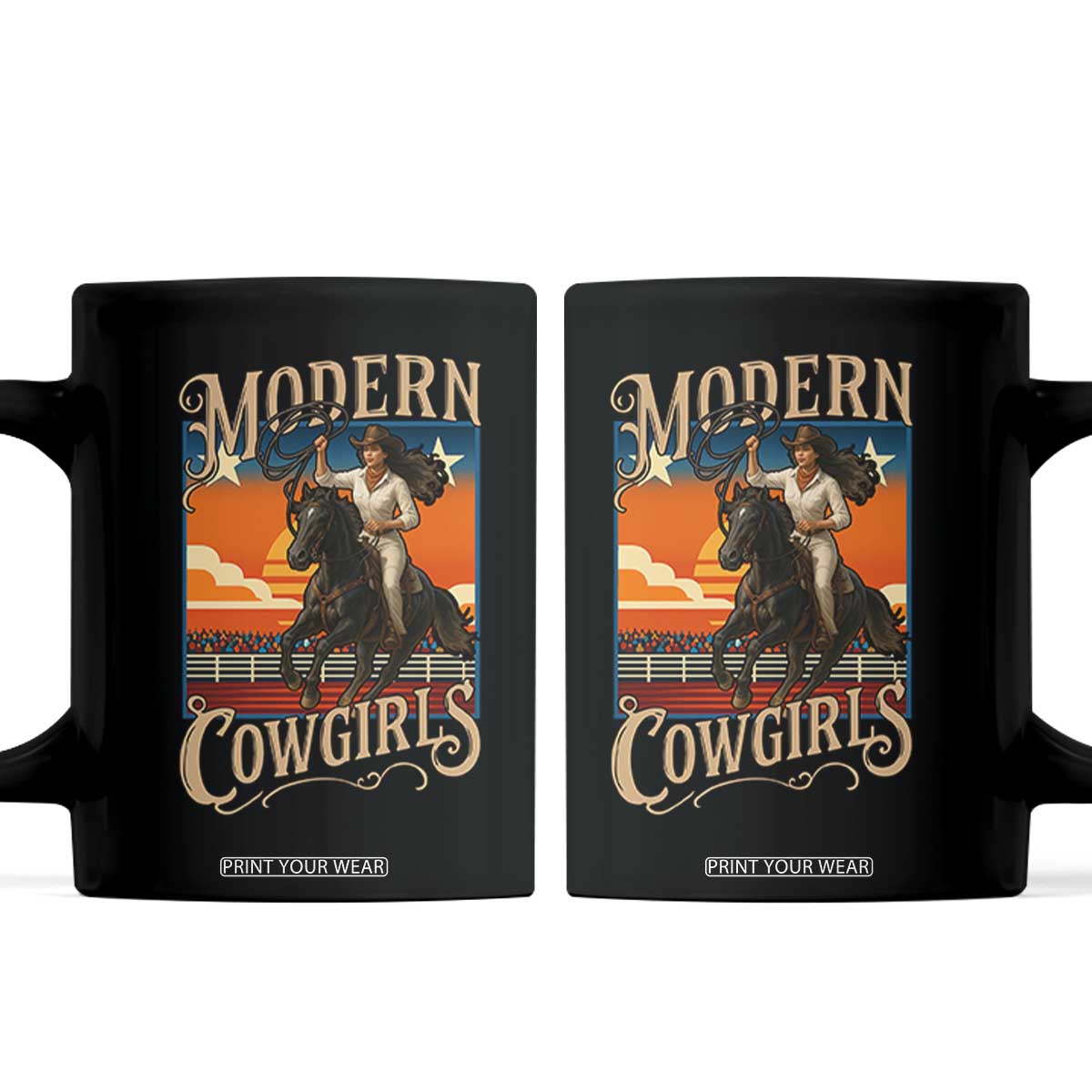 Modern Cowgirls Coffee Mug American Woman Western Rodeo TS12 Black Print Your Wear