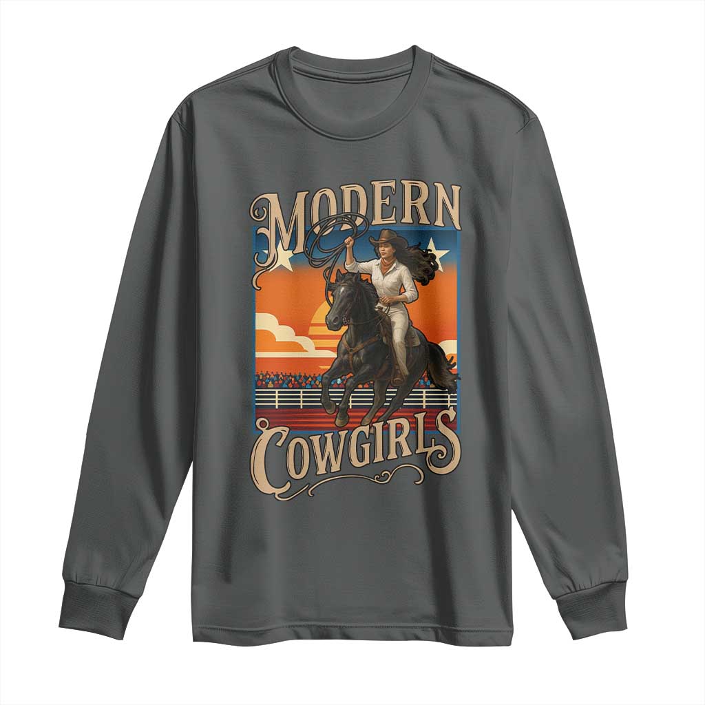 Modern Cowgirls Long Sleeve Shirt American Woman Western Rodeo TS12 Dark Heather Print Your Wear