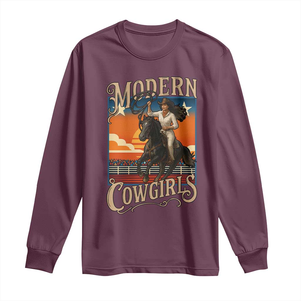 Modern Cowgirls Long Sleeve Shirt American Woman Western Rodeo TS12 Maroon Print Your Wear