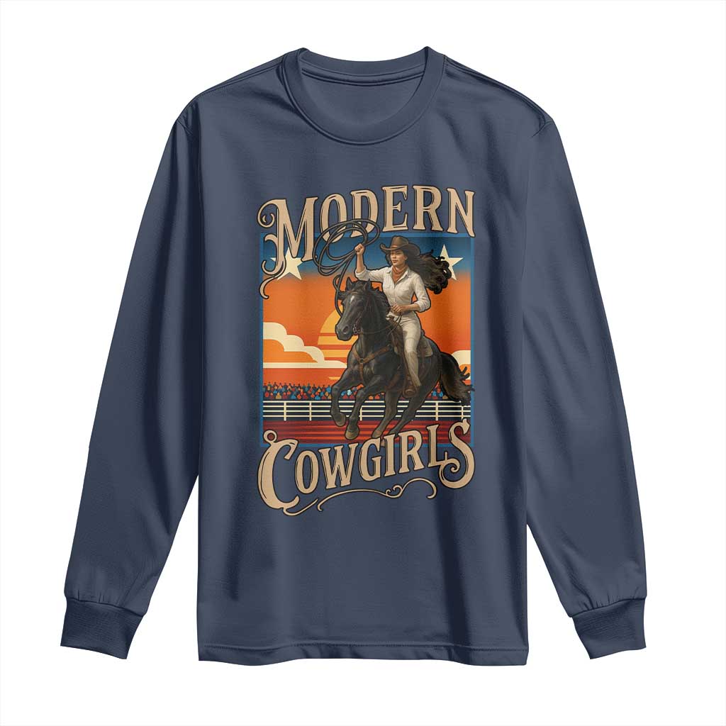 Modern Cowgirls Long Sleeve Shirt American Woman Western Rodeo TS12 Navy Print Your Wear