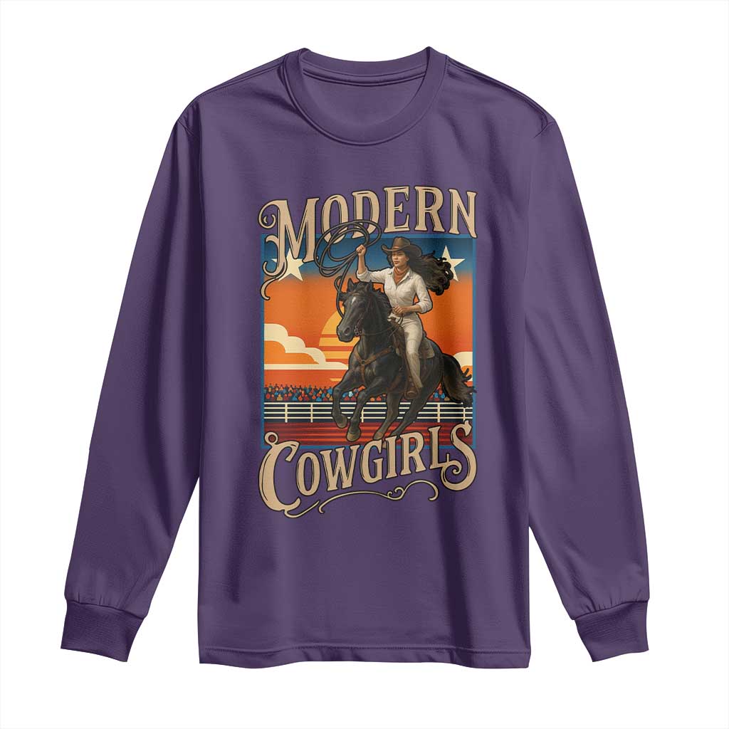 Modern Cowgirls Long Sleeve Shirt American Woman Western Rodeo TS12 Purple Print Your Wear