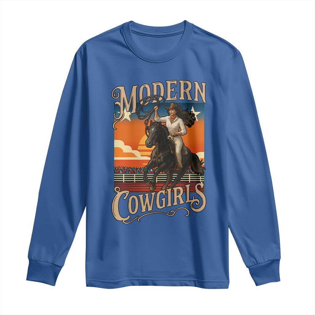 Modern Cowgirls Long Sleeve Shirt American Woman Western Rodeo TS12 Royal Blue Print Your Wear