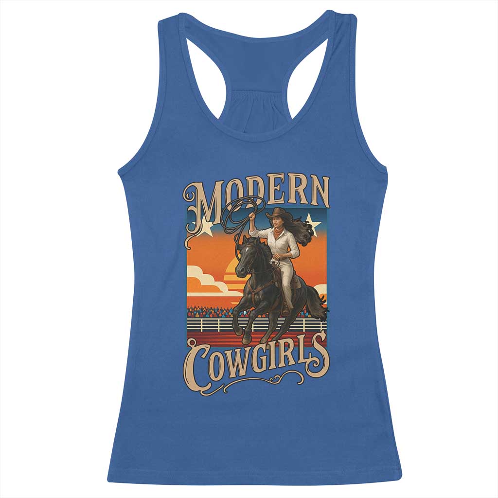 Modern Cowgirls Racerback Tank Top American Woman Western Rodeo TS12 Royal Blue Print Your Wear